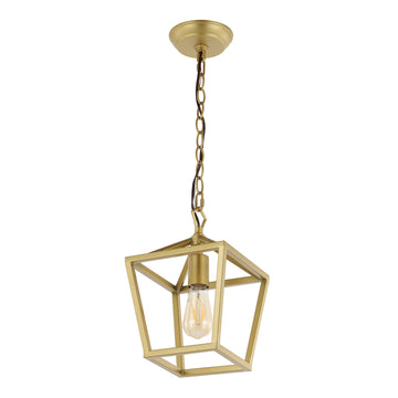 Oslin 8" Vintage Farmhouse Iron Chain Pagoda LED Pendant - JONATHAN Y